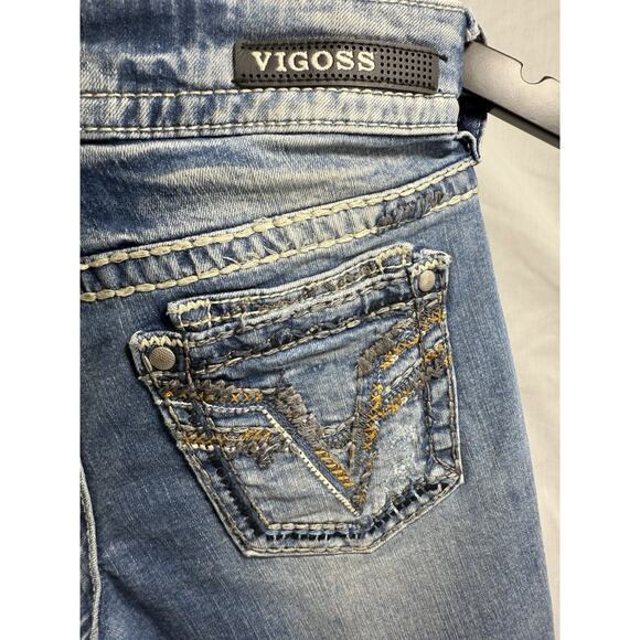 Vigoss Women's Capri Jeans Size 3/4 Distressed Ripped Embroidered Pockets EUC - Picture 4 of 16